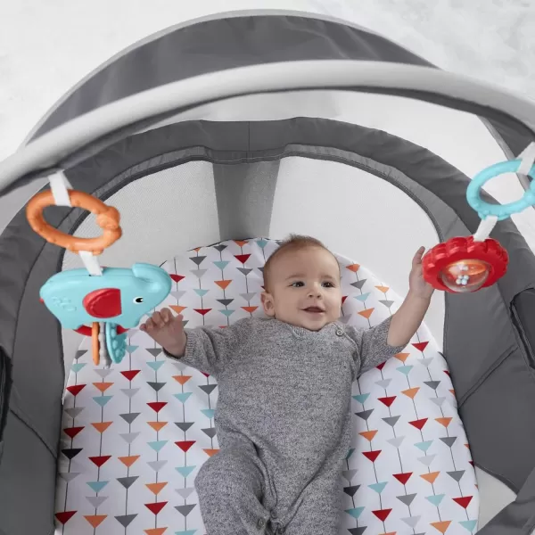 FisherPrice Portable Bassinet OnTheGo Baby Dome Travel Play Space with Developmental Newborn Toys ampamp Canopy Arrows Away