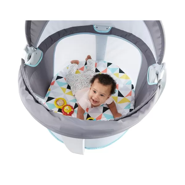 FisherPrice Portable Bassinet OnTheGo Baby Dome Travel Play Space with Developmental Newborn Toys ampamp Canopy Windmill