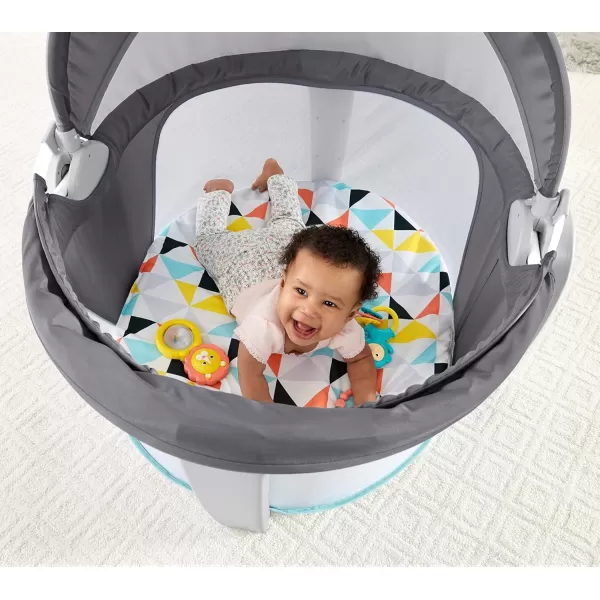 FisherPrice Portable Bassinet OnTheGo Baby Dome Travel Play Space with Developmental Newborn Toys ampamp Canopy Windmill