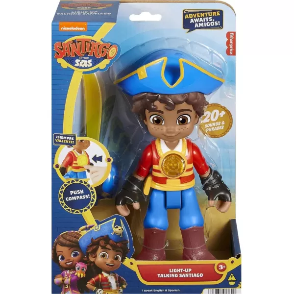 FisherPrice Preschool Toy Santiago of The Seas LightUp Talking Santiago 9Inch Poseable Pirate Figure for Pretend Play Kids Ages 3 Years