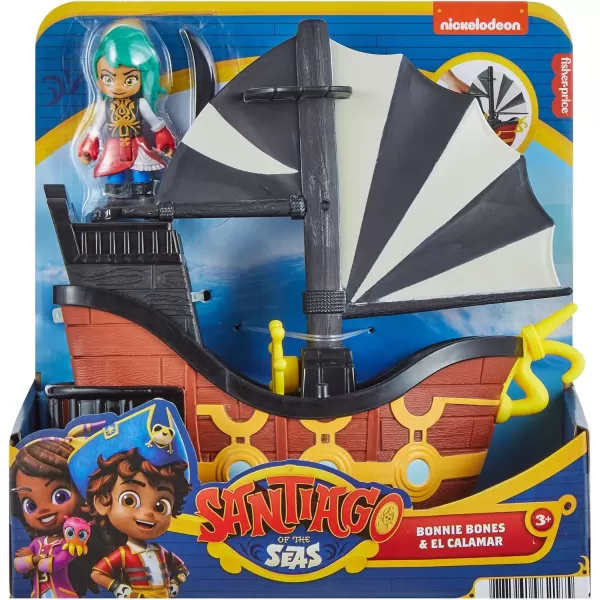FisherPrice Preschool Toys Santiago of The Seas Bonnie Bones Figure ampamp El Calamar Pirate Ship for Pretend Play Kids Ages 3 Years