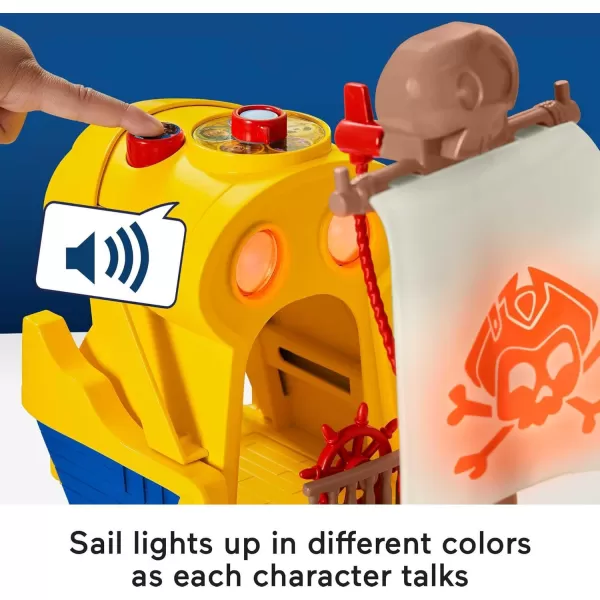 FisherPrice Santiago of the Seas Toy Pirate Ship Lights ampamp Sounds El Bravo Playset with Santiago Figure for Ages 3 yearsEasytoOpen Packaging