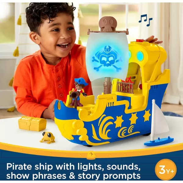 FisherPrice Santiago of the Seas Toy Pirate Ship Lights ampamp Sounds El Bravo Playset with Santiago Figure for Ages 3 yearsRetail Packaging