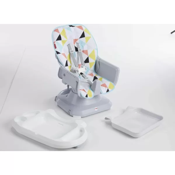 FisherPrice SpaceSaver Simple Clean High Chair Baby to Toddler Portable Dining Seat with Removable Tray Liner WindmillMulticolor