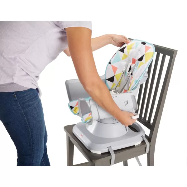 FisherPrice SpaceSaver Simple Clean High Chair Baby to Toddler Portable Dining Seat with Removable Tray Liner WindmillMulticolor