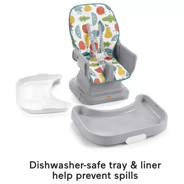 FisherPrice SpaceSaver Simple Clean High Chair Baby to Toddler Portable Dining Seat with Removable Tray Liner WindmillPacific Pebble