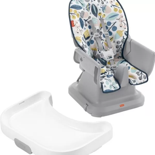 FisherPrice SpaceSaver Simple Clean High Chair Baby to Toddler Portable Dining Seat with Removable Tray Liner WindmillPacific Pebble