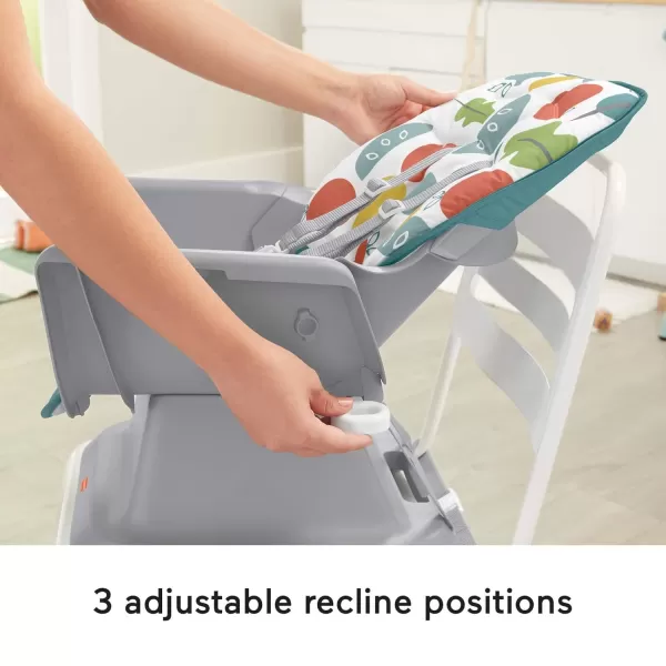FisherPrice SpaceSaver Simple Clean High Chair Baby to Toddler Portable Dining Seat with Removable Tray Liner WindmillPacific Pebble