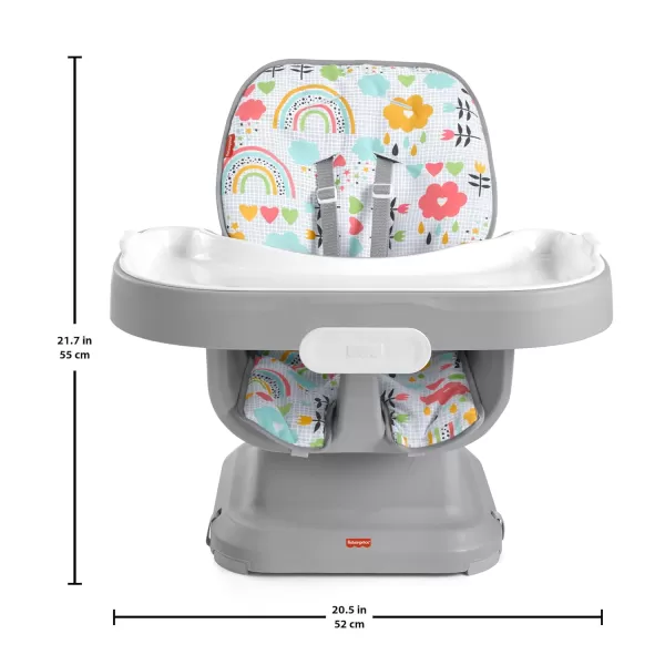 FisherPrice SpaceSaver Simple Clean High Chair Baby to Toddler Portable Dining Seat with Removable Tray Liner WindmillPink