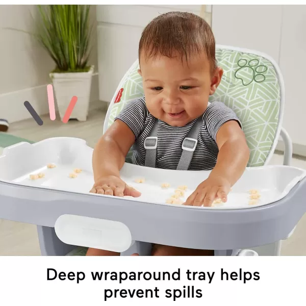 FisherPrice SpaceSaver Simple Clean High Chair Baby to Toddler Portable Dining Seat with Removable Tray Liner WindmillPuppy
