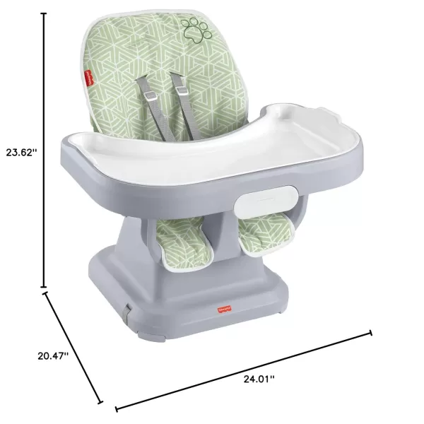 FisherPrice SpaceSaver Simple Clean High Chair Baby to Toddler Portable Dining Seat with Removable Tray Liner WindmillPuppy