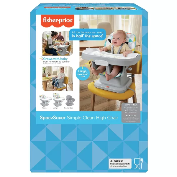 FisherPrice SpaceSaver Simple Clean High Chair Baby to Toddler Portable Dining Seat with Removable Tray Liner WindmillWindmill