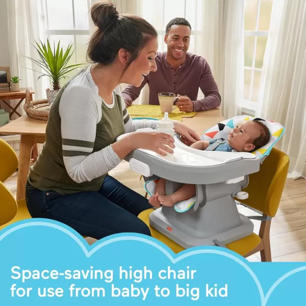 FisherPrice SpaceSaver Simple Clean High Chair Baby to Toddler Portable Dining Seat with Removable Tray Liner WindmillWindmill