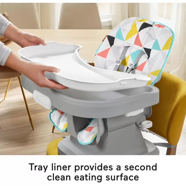 FisherPrice SpaceSaver Simple Clean High Chair Baby to Toddler Portable Dining Seat with Removable Tray Liner WindmillWindmill