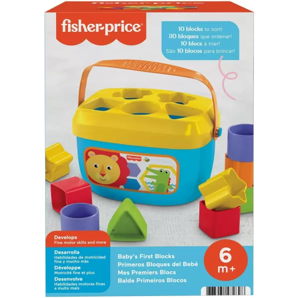 FisherPrice Stacking Toy Babys First Blocks Set of 10 Shapes for Sorting Play for Infants Ages 6 Months