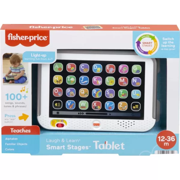 FisherPrice Toddler Learning Toy Laugh ampamp Learn Smart Stages Tablet with Lights ampamp Music for Early Pretend Play Gray for Infants Ages 1 Years