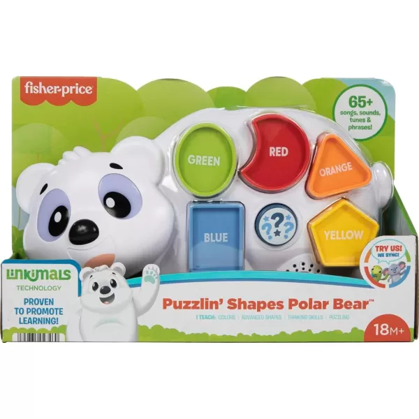 FisherPrice Toddler Learning Toy Linkimals Puzzlin Shapes Polar Bear with Lights ampamp Music for Kids Ages 18 Months Compatible Only with Linkimals Items