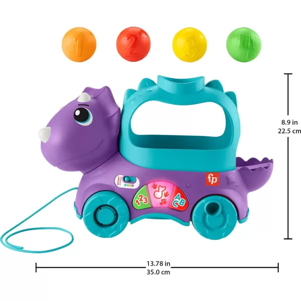 FisherPrice Toddler Learning Toy Poppin Triceratops Dinosaur PullAlong Ball Popper with Smart Stages for Ages 1 Years