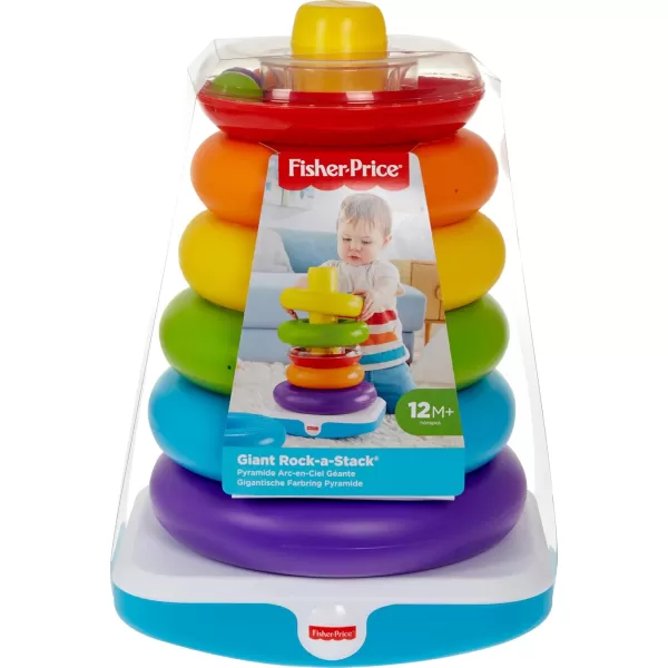 FisherPrice Toddler Toy Giant RockAStack 6 Stacking Rings with RolyPoly Base for Ages 1 Years 14 Inches Tall