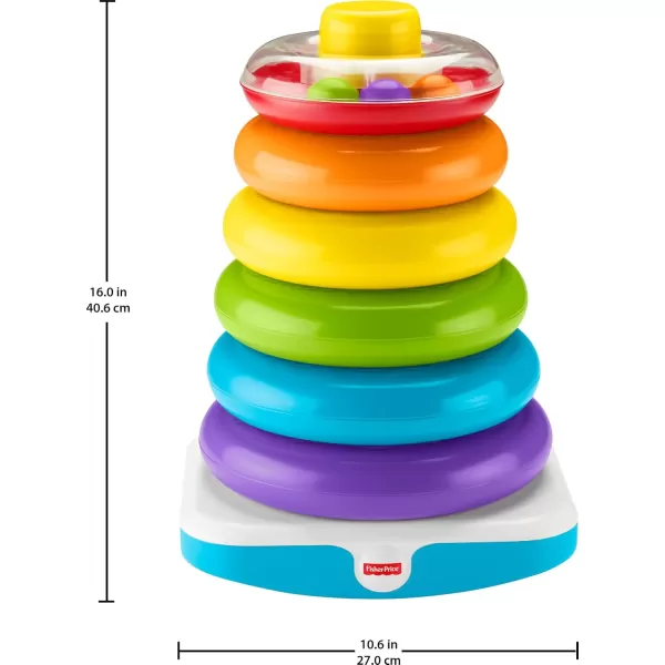 FisherPrice Toddler Toy Giant RockAStack 6 Stacking Rings with RolyPoly Base for Ages 1 Years 14 Inches Tall