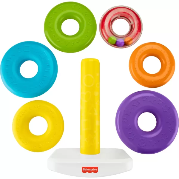 FisherPrice Toddler Toy Giant RockAStack 6 Stacking Rings with RolyPoly Base for Ages 1 Years 14 Inches Tall