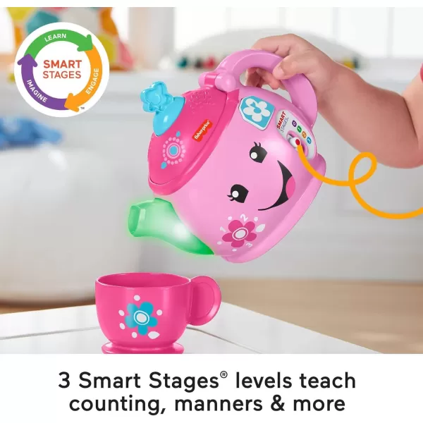 FisherPrice Toddler Toy Laugh ampamp Learn Sweet Manners Tea Set with Smart Stages Learning Songs for Pretend Play Kids Ages 18 MonthsFrustration Free Packaging