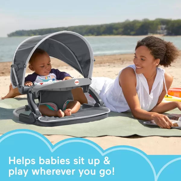 FisherPrice Travel Baby Chair OntheGo SitMeUp Floor Seat with Snack Tray and Canopy for Outdoor Use Arrows AwaySitmeup Floor Seat