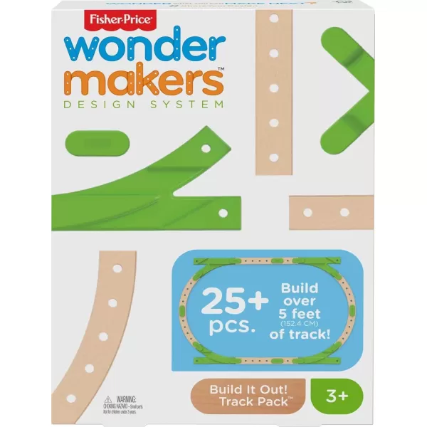 FisherPrice Wooden Building Toy Wonder Makers Design System Build It Out Track Expansion Set 25 Wood Pieces for Preschool Kids Ages 3 Years