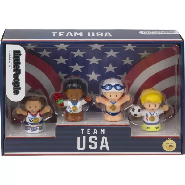 Little People Collector Team USA Classic Sports Special Edition Set for Adults ampamp Fans 4 Athlete Figures in Display Package