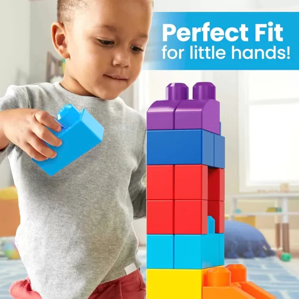 MEGA BLOKS First Builders Toddler Blocks Toys Set Big Building Bag with 80 Pieces and Storage Pink Ages 1 YearsBlue Bag