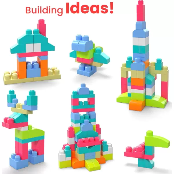 MEGA BLOKS First Builders Toddler Blocks Toys Set Big Building Bag with 80 Pieces and Storage Red Ages 1 Years