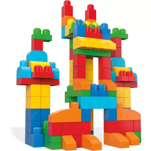 MEGA BLOKS First Builders Toddler Blocks Toys Set Deluxe Building Bag with 150 Pieces and Storage Blue Ages 1 Years