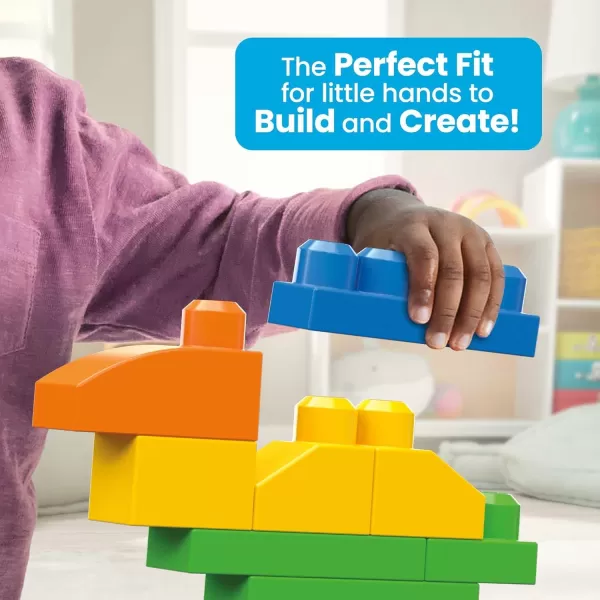 MEGA BLOKS First Builders Toddler Blocks Toys Set Deluxe Building Bag with 150 Pieces and Storage Blue Ages 1 Years