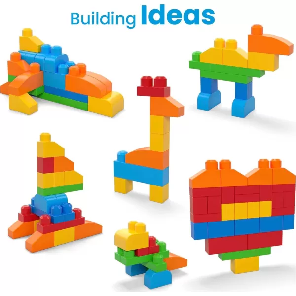 MEGA BLOKS First Builders Toddler Blocks Toys Set Deluxe Building Bag with 150 Pieces and Storage Blue Ages 1 Years