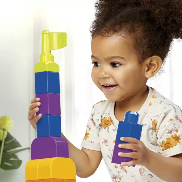 MEGA BLOKS First Builders Toddler Blocks Toys Set Even Bigger Building Bag with 300 Pieces and Storage Blue Ages 1 YearsBuilding Bag