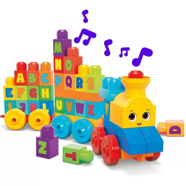 MEGA BLOKS First Builders Toddler Building Blocks Toy Set ABC Musical Train with 50 Pieces Music and Sounds Ages 1 YearsABC Musical Train