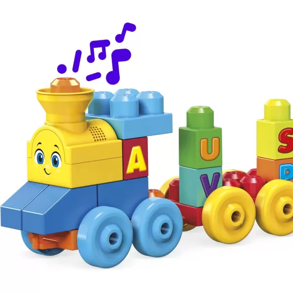 MEGA BLOKS First Builders Toddler Building Blocks Toy Set ABC Musical Train with 50 Pieces Music and Sounds Ages 1 YearsABC Musical Train