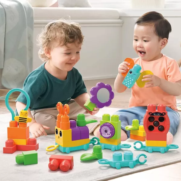 Mega BLOKS FisherPrice Toddler Building Blocks Toy Set Move n Groove Caterpillar Train with 24 Pieces Ages 1 Years