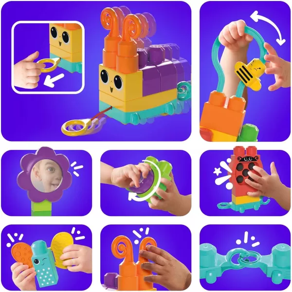 Mega BLOKS FisherPrice Toddler Building Blocks Toy Set Move n Groove Caterpillar Train with 24 Pieces Ages 1 Years