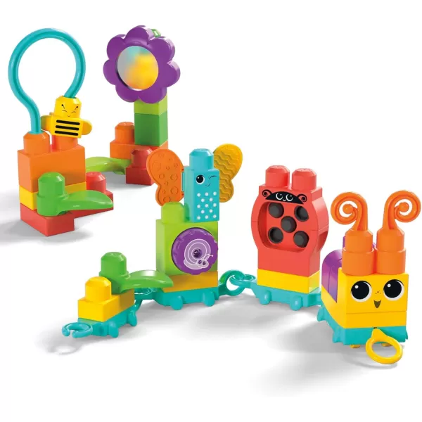 Mega BLOKS FisherPrice Toddler Building Blocks Toy Set Move n Groove Caterpillar Train with 24 Pieces Ages 1 Years