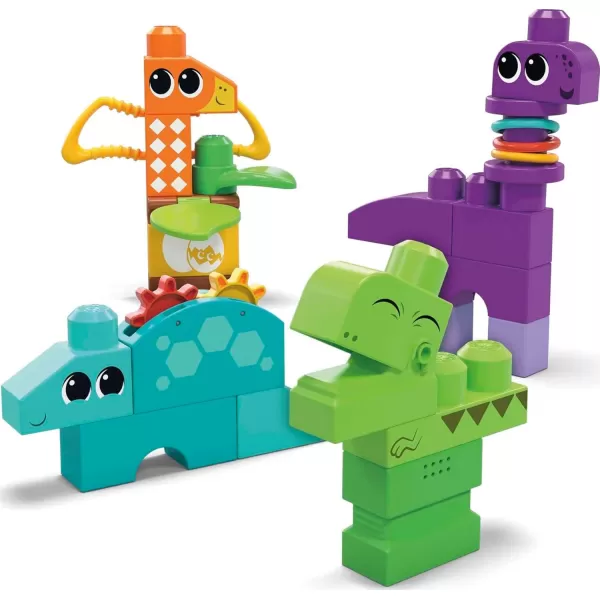 Mega BLOKS FisherPrice Toddler Building Blocks Toy Set Squeak n Chomps Dinos with 24 Pieces 4 Buildable Animals Ages 1 Years