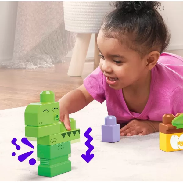 Mega BLOKS FisherPrice Toddler Building Blocks Toy Set Squeak n Chomps Dinos with 24 Pieces 4 Buildable Animals Ages 1 Years