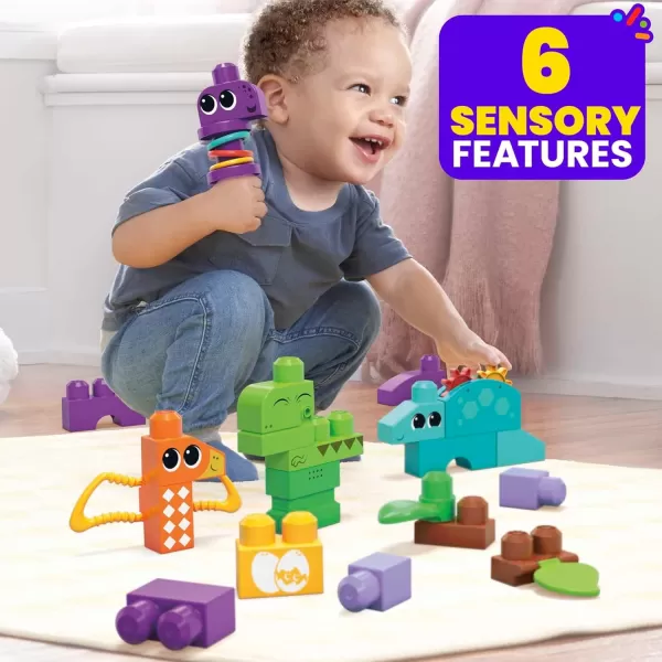 Mega BLOKS FisherPrice Toddler Building Blocks Toy Set Squeak n Chomps Dinos with 24 Pieces 4 Buildable Animals Ages 1 Years