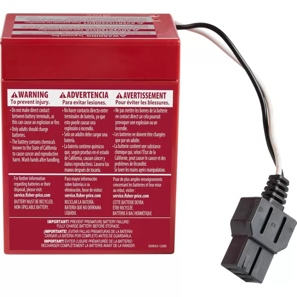 Power Wheels 6Volt Red Rechargeable Replacement Battery for FisherPrice RideOn Preschool ampamp Toddler Toy Red