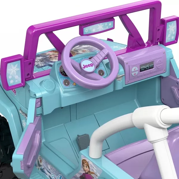 Power Wheels Disney Frozen Jeep Wrangler RideOn Battery Powered Vehicle with Music Sounds ampamp Storage Preschool Kids Ages 3 Years Baby BluePurpleFrozen Jeep