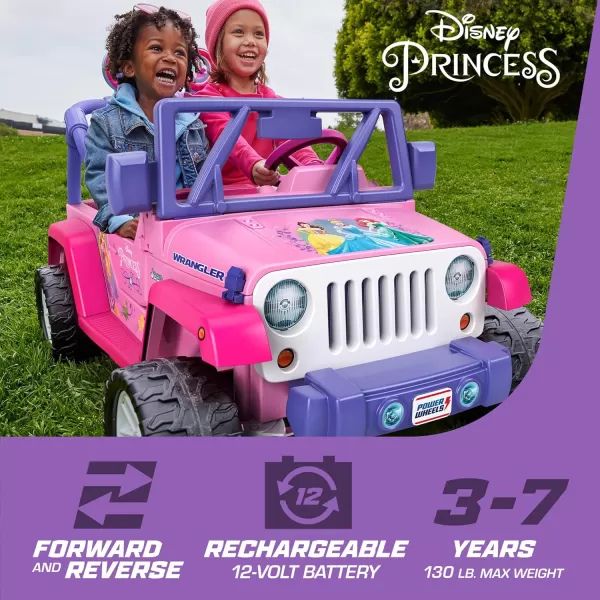 Power Wheels Disney Princess Jeep Wrangler RideOn Battery Powered Vehicle with Sounds ampamp Phrases for Preschool Kids Ages 3 YearsDisney Princess Jeep