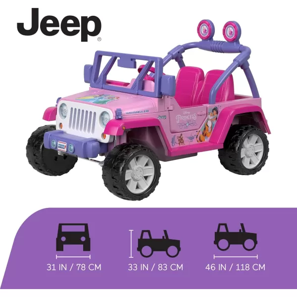Power Wheels Disney Princess Jeep Wrangler RideOn Battery Powered Vehicle with Sounds ampamp Phrases for Preschool Kids Ages 3 YearsDisney Princess Jeep