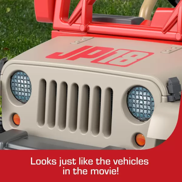 Power Wheels Jurassic World Dino Damage Jeep Wrangler RideOn Toy with Lights Sounds and Dinosaur Toy MultiTerrain Traction Preschool Toy Seats 2Jurassic Park