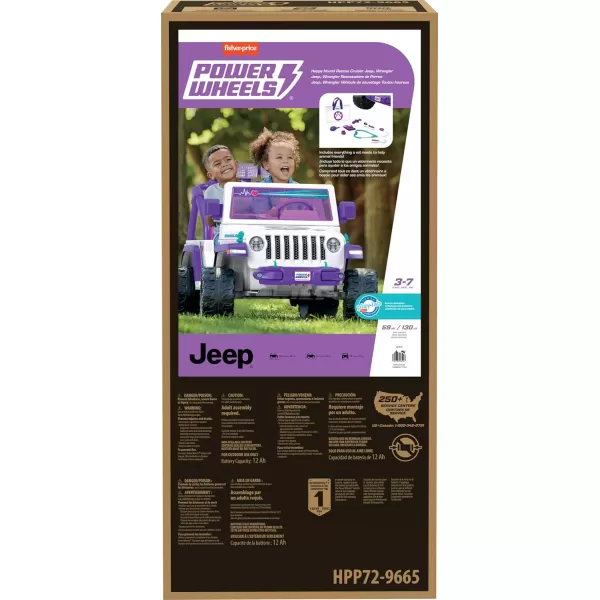 Power Wheels Preschool RideOn Toy Happy Hound Vet Rescue Jeep Wrangler with Pretend Medical Kit for Preschool Kids Ages 3 YearsPet Vet Jeep