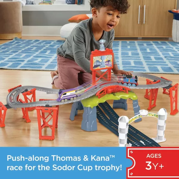 Thomas ampamp Friends Diecast Toy Train Set Race for the Sodor Cup Track Playset with Thomas ampamp Kana Engines for Pretend Play Kids Ages 3 Years